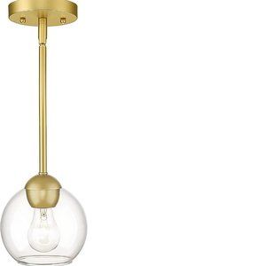 NIB EMAK Modern Industrial Pendant Light Fixture 1-Light Gold Clear Glass Globe
